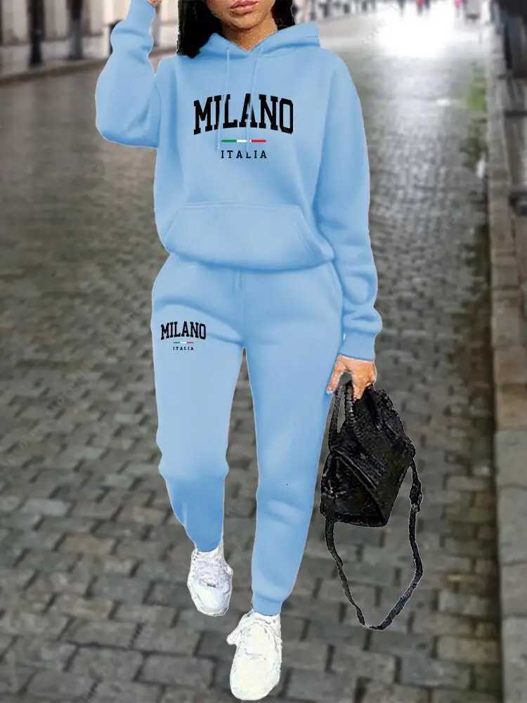 MILANO Pants Sets for Women Clothing High quty Sweatshirt Sweatpant Hoodie Suit 2 Piece Autumn Winter Outfits Woman Tracksuit W251125