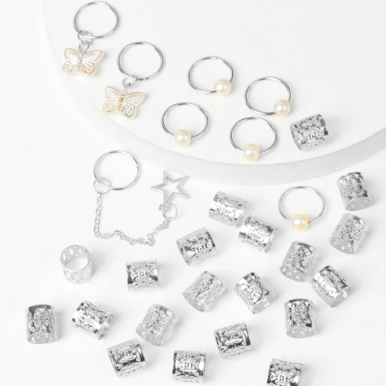 28 pieces of hair woven cuffs charm Dreadlock jewelry rings decorative 250417