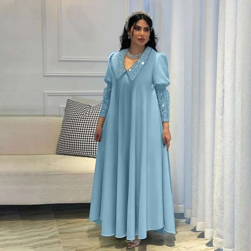 Dongdumaoyi Dubai Muslim Women S Wear Robe Fashionable Sequins Inserted Beads Stitching Middle East Maxi Dress W