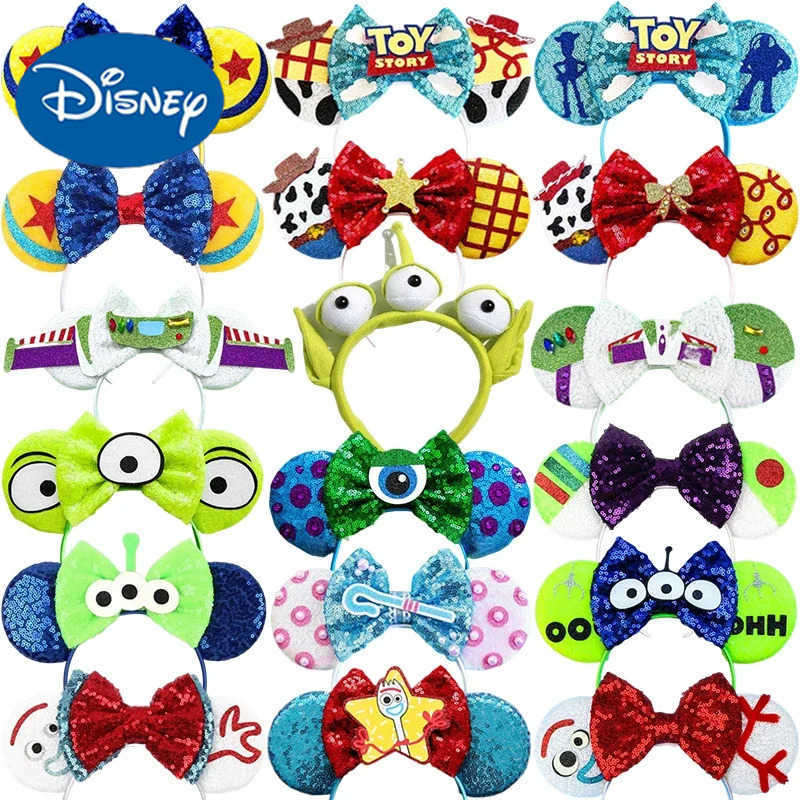 Disney Pixar Toy Story Hair Accessories Womens Glitter Bow Woody Buzz Lightyear Headband Girls Disney Ears Alien Headband Childrens Gift X250425