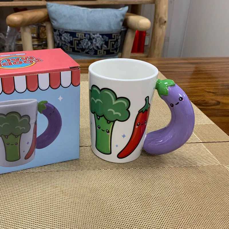 Unique Vegetable Fruit Shaped Mug Trendy Ceramic Cup Cute Banana Chili Eggplant Design Breakfast Cup Creative Mug Ideal Gifts Y251125