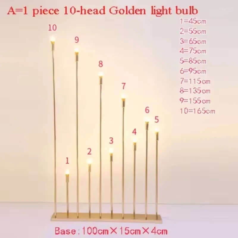 Party Decoration 2pcs 10 Heads Metal Candelabra Candle Holders Electric Wedding Table Centerpiece Road Lead Candelabrum For Home Decor XJ260305