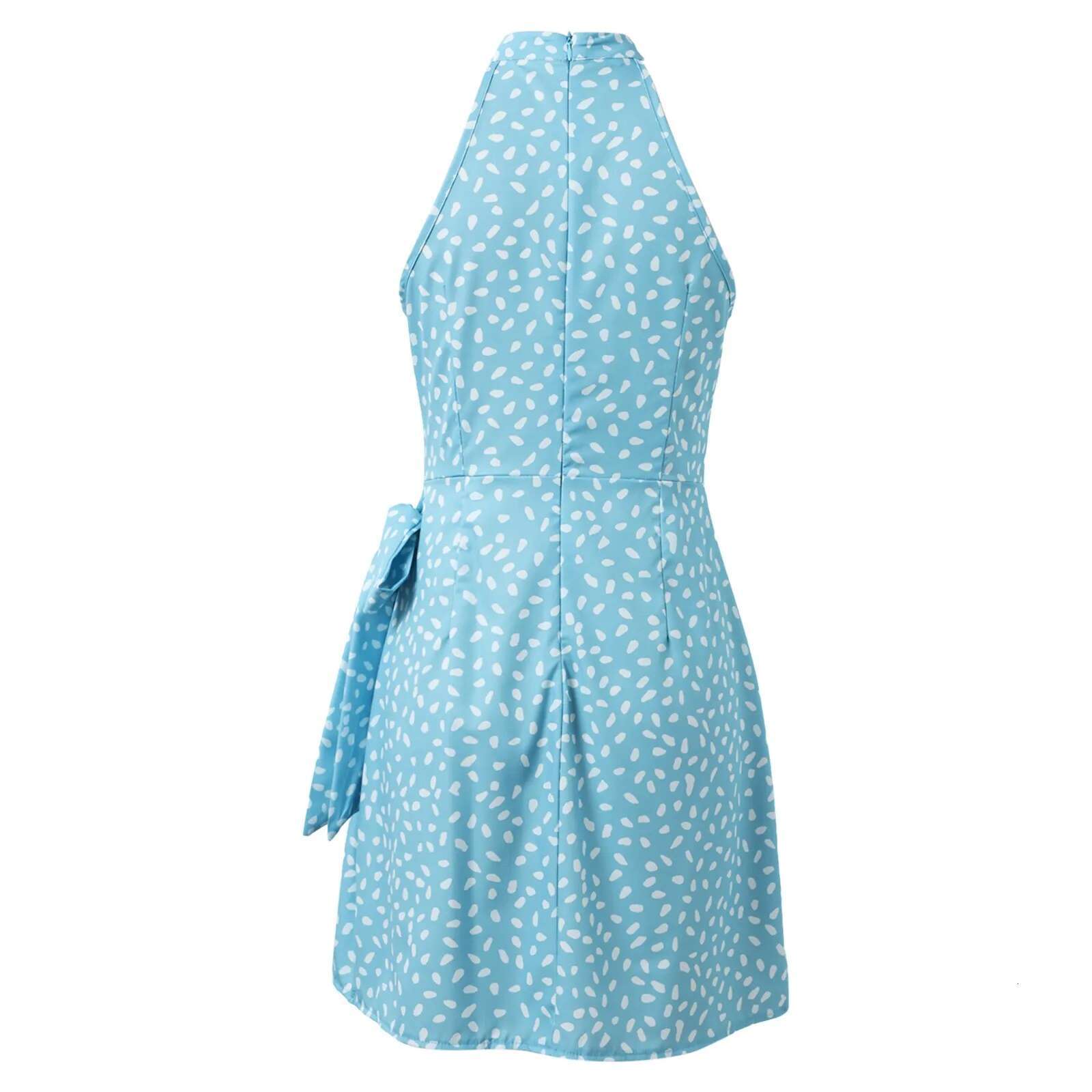 Dongdumaoyi Women S Summer Dresses Hanging Neck Sleeveless Floral Pleated Short Dress Sexy Off Shoulder Lace Up Mini Vestidos