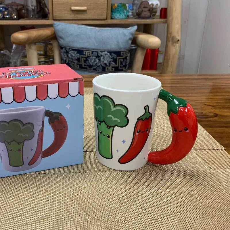 Unique Vegetable Fruit Shaped Mug Trendy Ceramic Cup Cute Banana Chili Eggplant Design Breakfast Cup Creative Mug Ideal Gifts Y251125