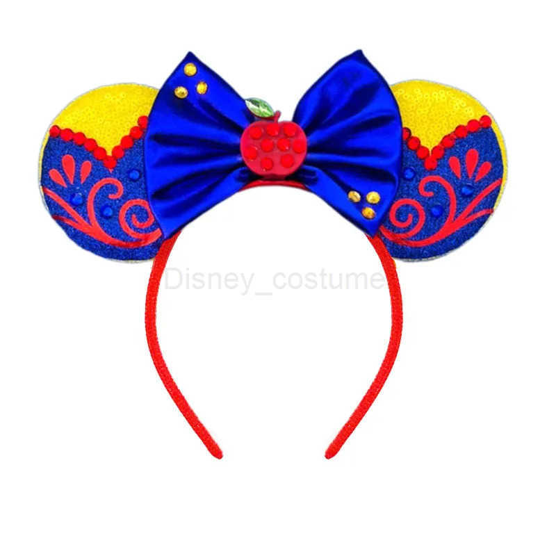 Disney Mickey Mouse Princess Snow White Headband Girl Skeleton Poison Apple Ears Hair Accessories Female Queen Hair Band X250425