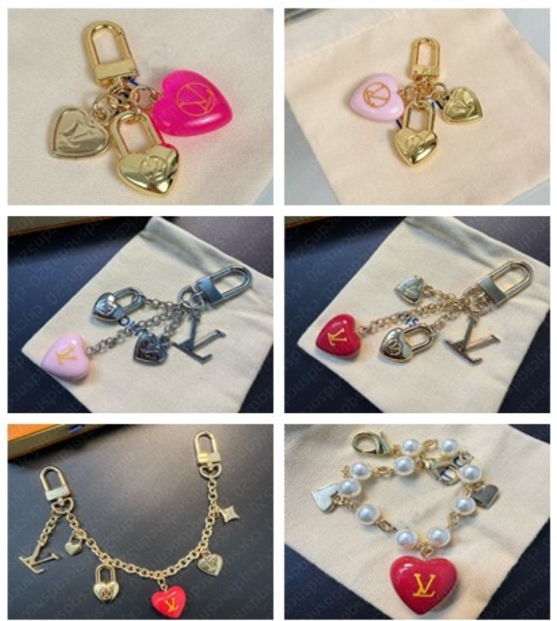 Luxury fashion Key Chain Designer Flower Keychain Handmade Copper Heart Pattern Car Keychains Bag Charm Hanging Decoration Pendant Accessorie