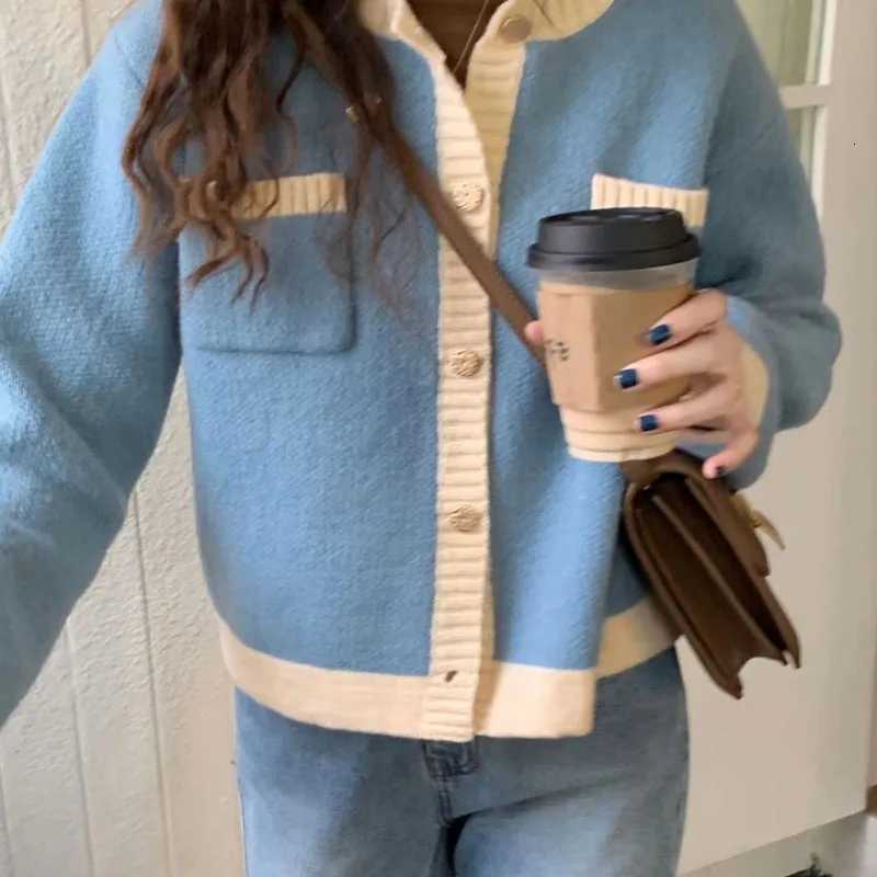 Fashionable and beautiful Korean gentle womens short blouse autumn and winter temperament all-match commuter knitted cardiganT251125