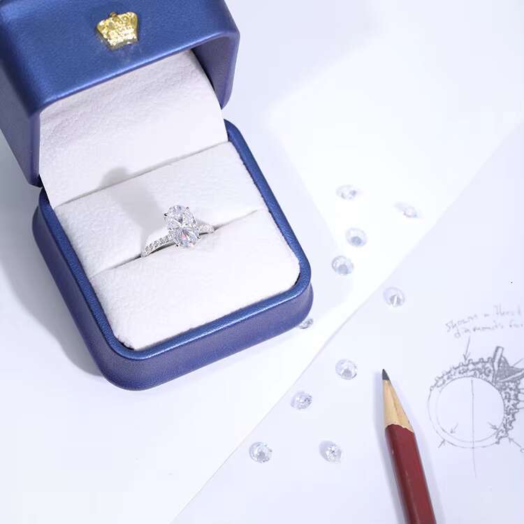 Fashion Real 10K 14K White Gold Various Oval Moissanite Solitaire Wedding Engagement Rings Women Jewelry