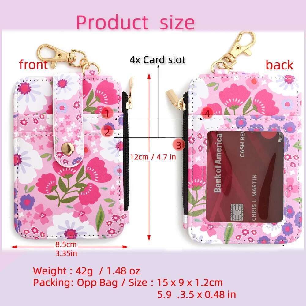 2024 Bead Leather Card Wristlet Keychain Silicone Bracelet Wallet Bangle Floret Printed Fragmented ID Bag