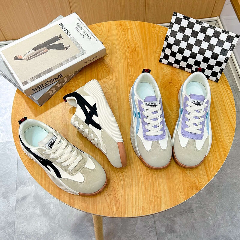 2025 Spring New Korean Ins Breathable White for Women, Low Top Casual Board Shoes, Thick soled Sponge Cake Shoes JH-6617