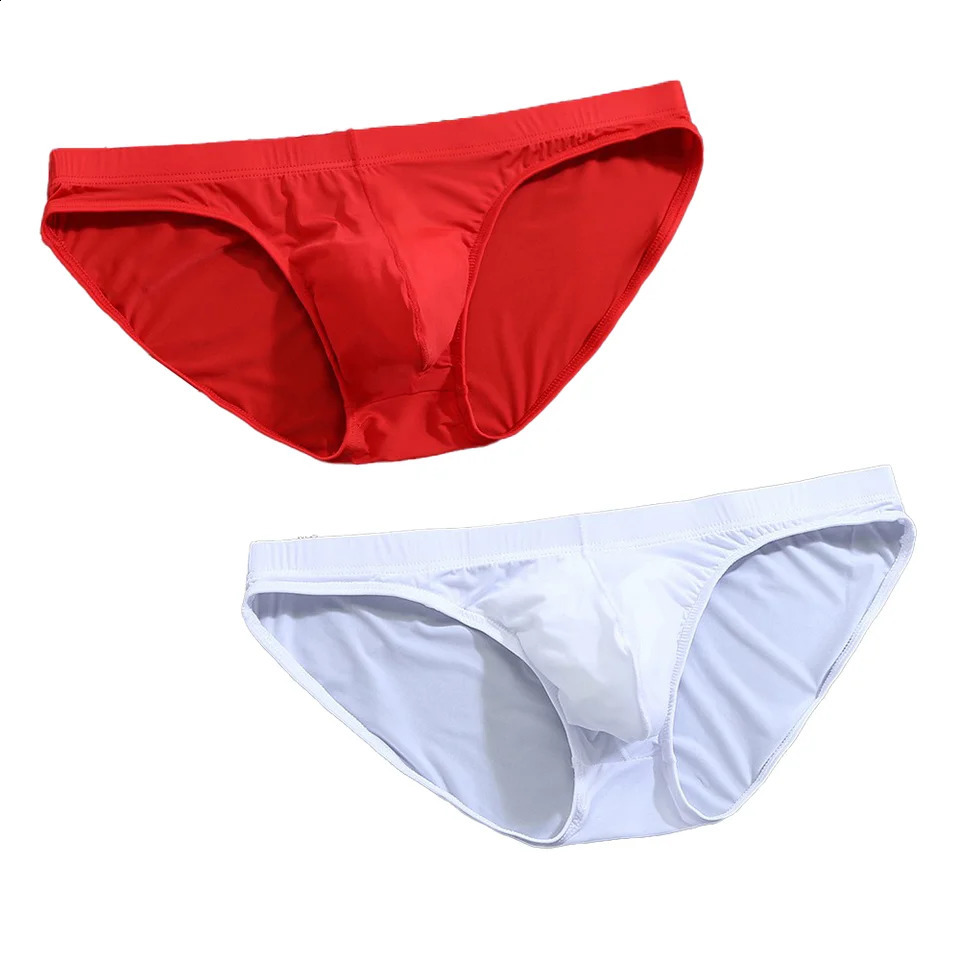2PCS mens underwear bikini pants comfortable and sexy slip ice silk breathable white 4XL 250417