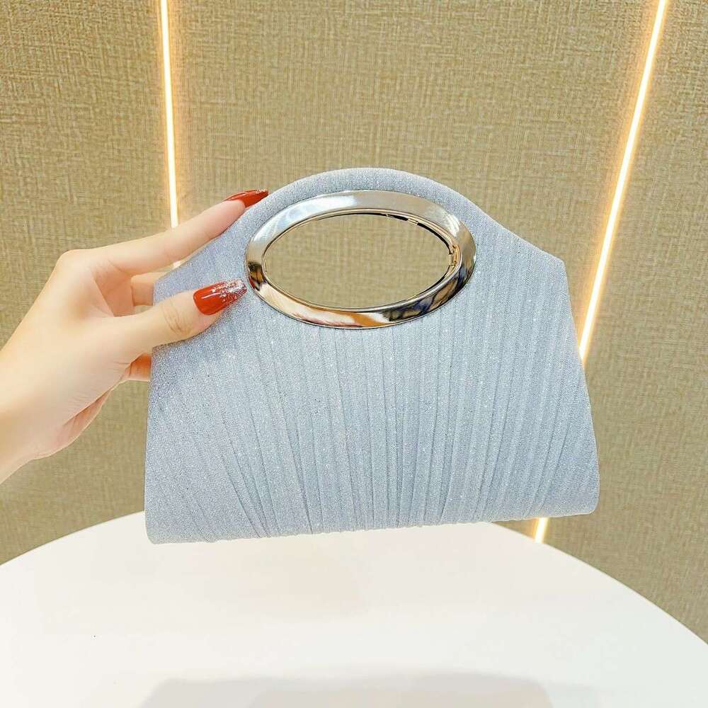 Design sense socialite pleated hand-held banquet romantic wedding evening formal dress one shoulder crossbody dinner bag, 2025 new casual versatile fa