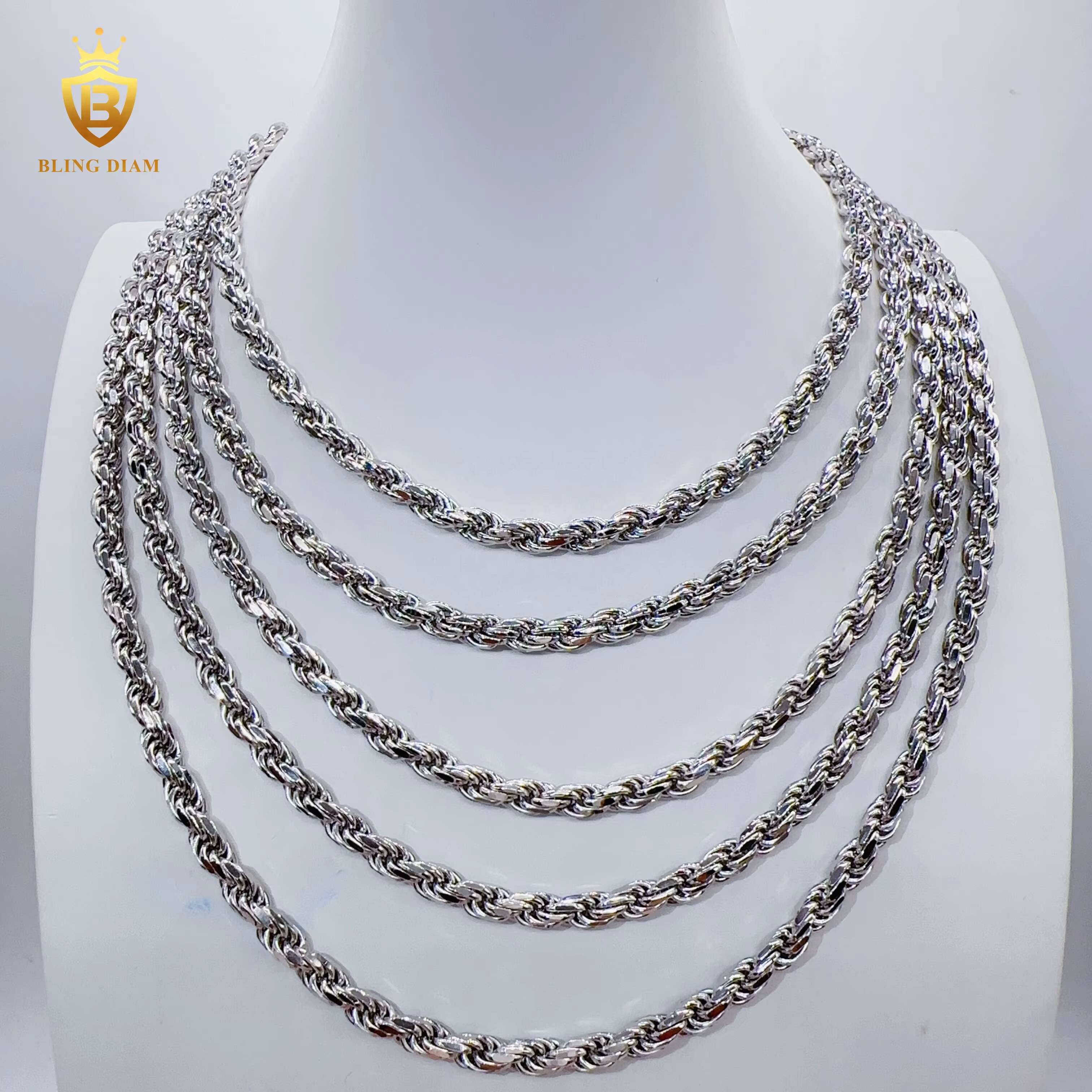 925 Sterling Silver Charms for Jewelry Making 6mm Necklace and VVS Moissanite Clasp Chains for Men women