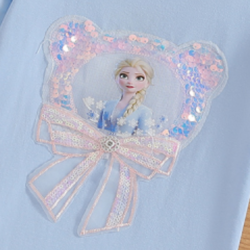 DISNEY baby clothes kids designer clothes Frozen Elsa princess Summer lightweight children baby girl round neck top comfortable soft label-free design