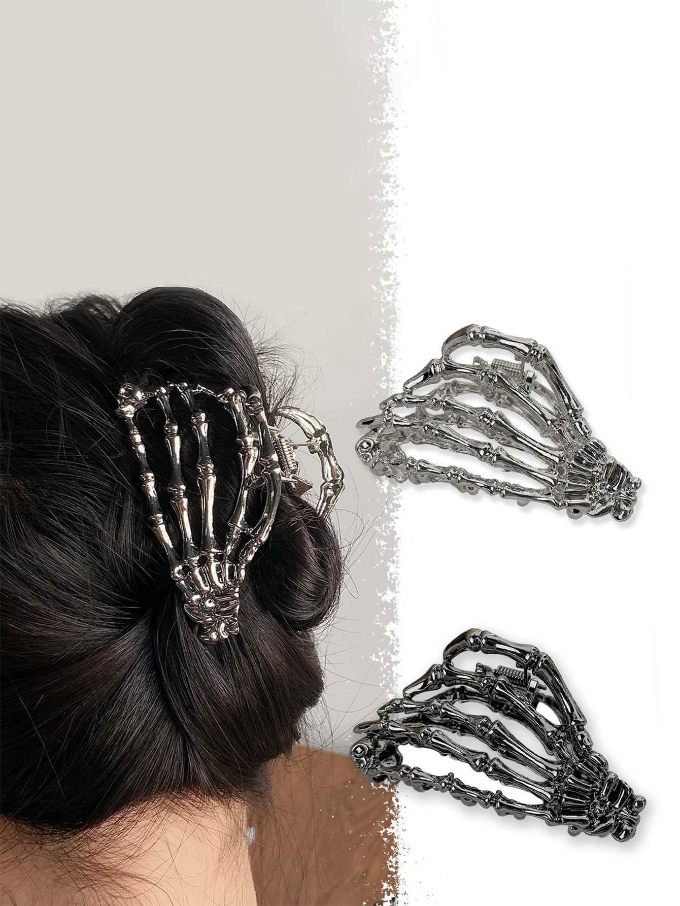 1 piece of Halloween skull shaped hair grab clip on bread for making fashionable hairstyle accessories suitable for girls and daily wearT250425