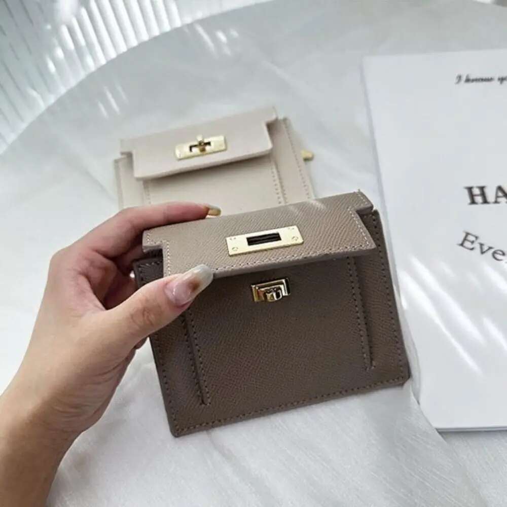 PU Leather Women's Wallet Fashion Zipper Solid Color Coin Purse Short Style Two Fold Card Bag Women
