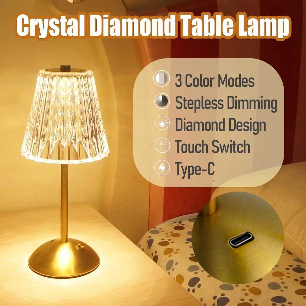 Bar Touch Table Lamp Rechargeable Wireless Desk Lamp Portable Bedroom Night Light LED Decor Lights for Coffee Hotel RestaurantM251125