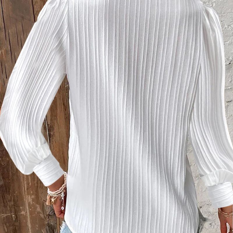 2023 Autumn Long sleeved V-neck Lace Panel Shirt Womens Shirt