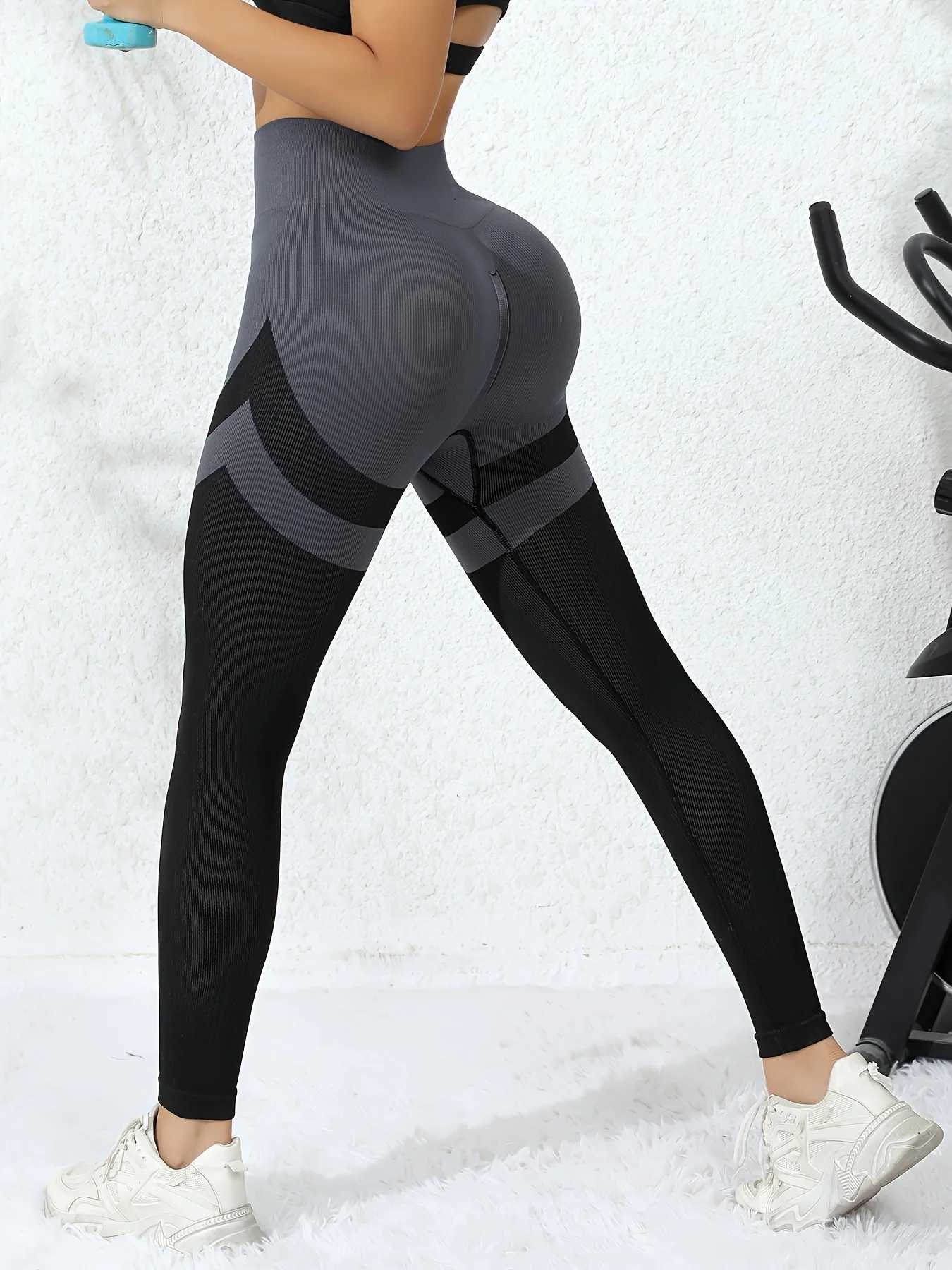 Womens seamless leg twisting exercise leg womens hip lifting tight gym waist yoga pantsC250425