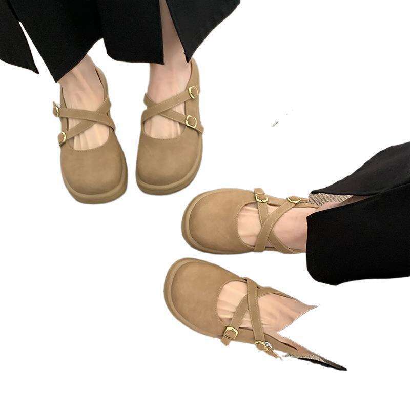 Baotou Slippers Women's Outdoor Wear 2025 New Spring and Summer Mary Jane Half Top Single Shoes Thick Bottom French Outerwear