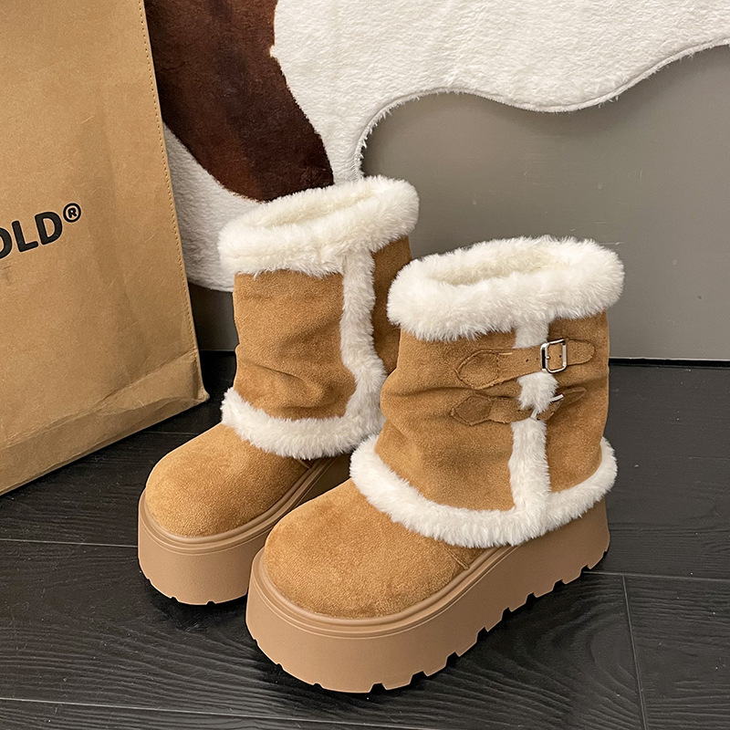 New Fashion Best Selling Warm Lined Platform Snow Boots Non Slip Wearable Heightening Winter Boots