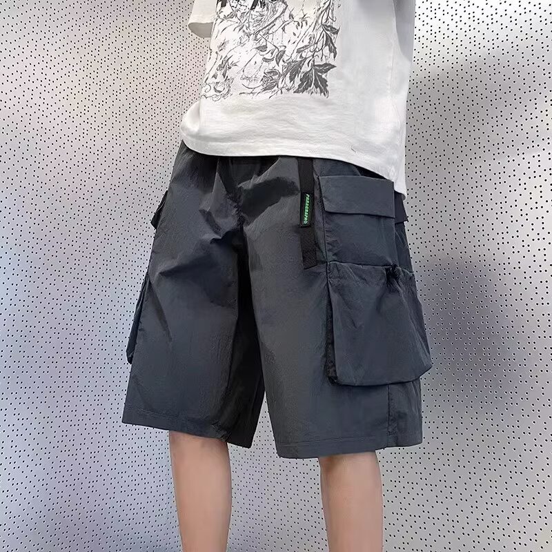 Workwear shorts for men's summer oversized American high street trendy brand functional thin quick drying wide leg casual five part pants