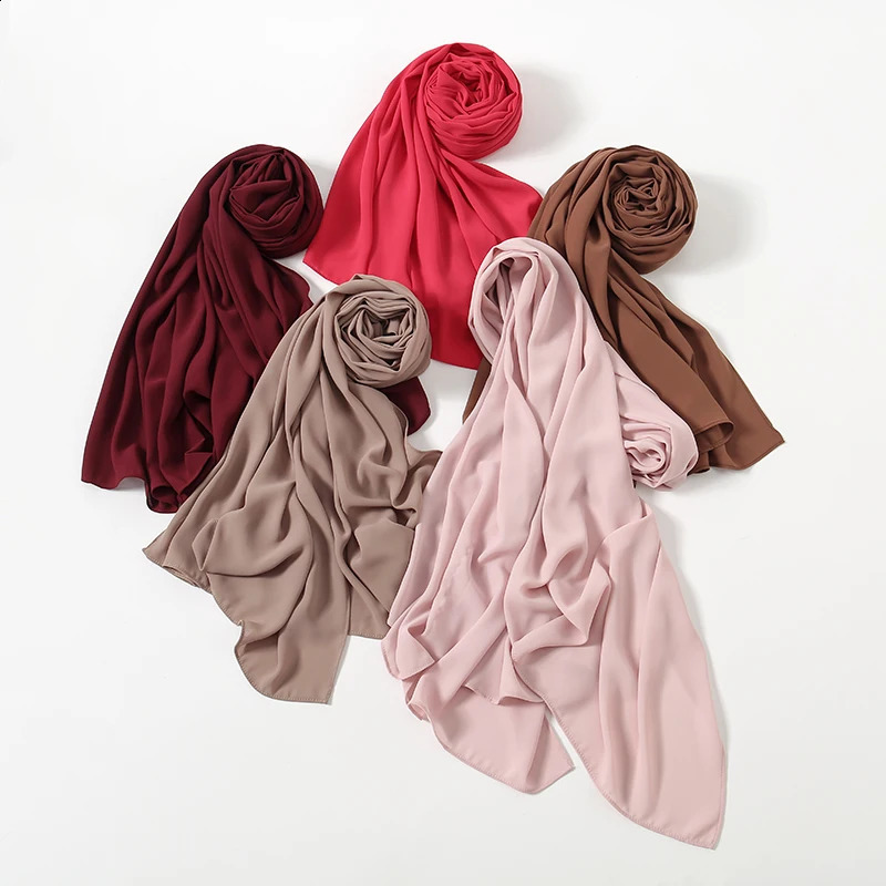 Plain Rhombs Chiffon Hijab Scarf Woman Muslim Hijab Shawls Fashion Tweezers Edge Long Wraps Lady Casual Bandana Islamic Turban 250424