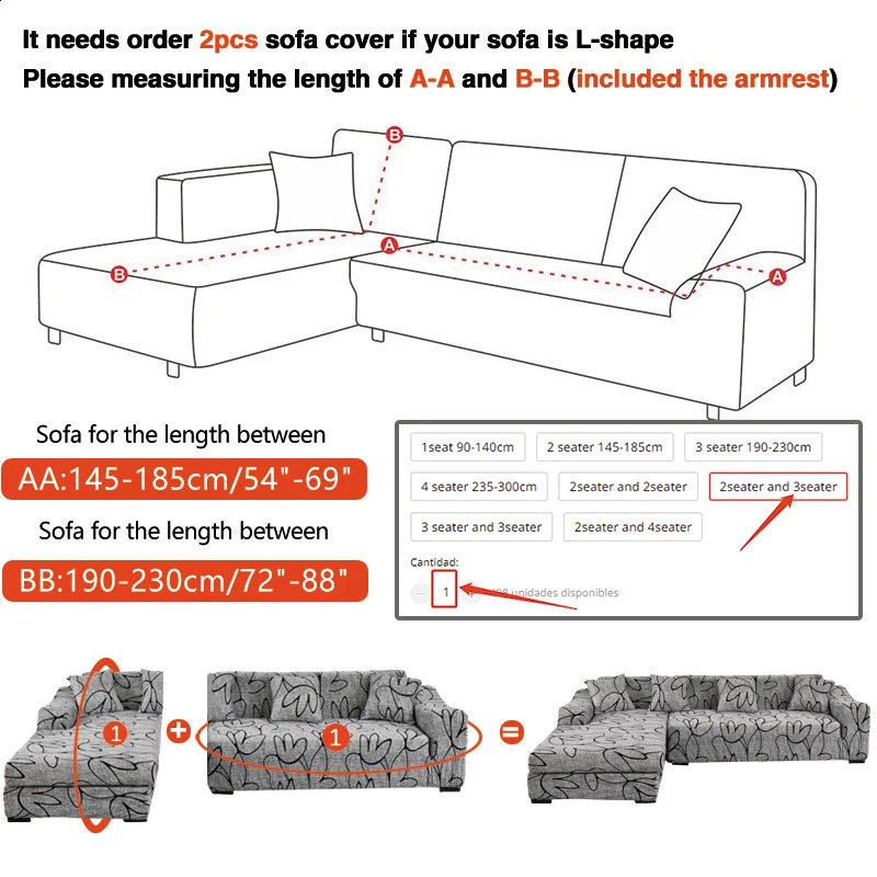 sofa cover elastic couch cover sectional chair cover It needs order 2pieces sofa cover if your sofa is corner L-shape sofa 250415