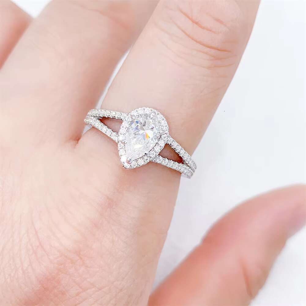2024 Pear Cut GRA VVS Moissanite Diamond Wedding Ring Fine Jewelry 925 Sterling Silver Moissanite Engagement Rings for Women