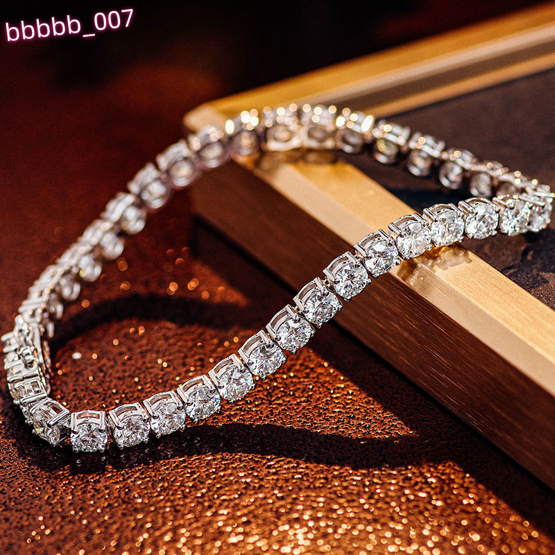 DEF VVS Quality Moissanite Tennis Chain Bracelet Round Cut Moissanite Diamond Tennis Chain Silver Materials 18k Gold Plated