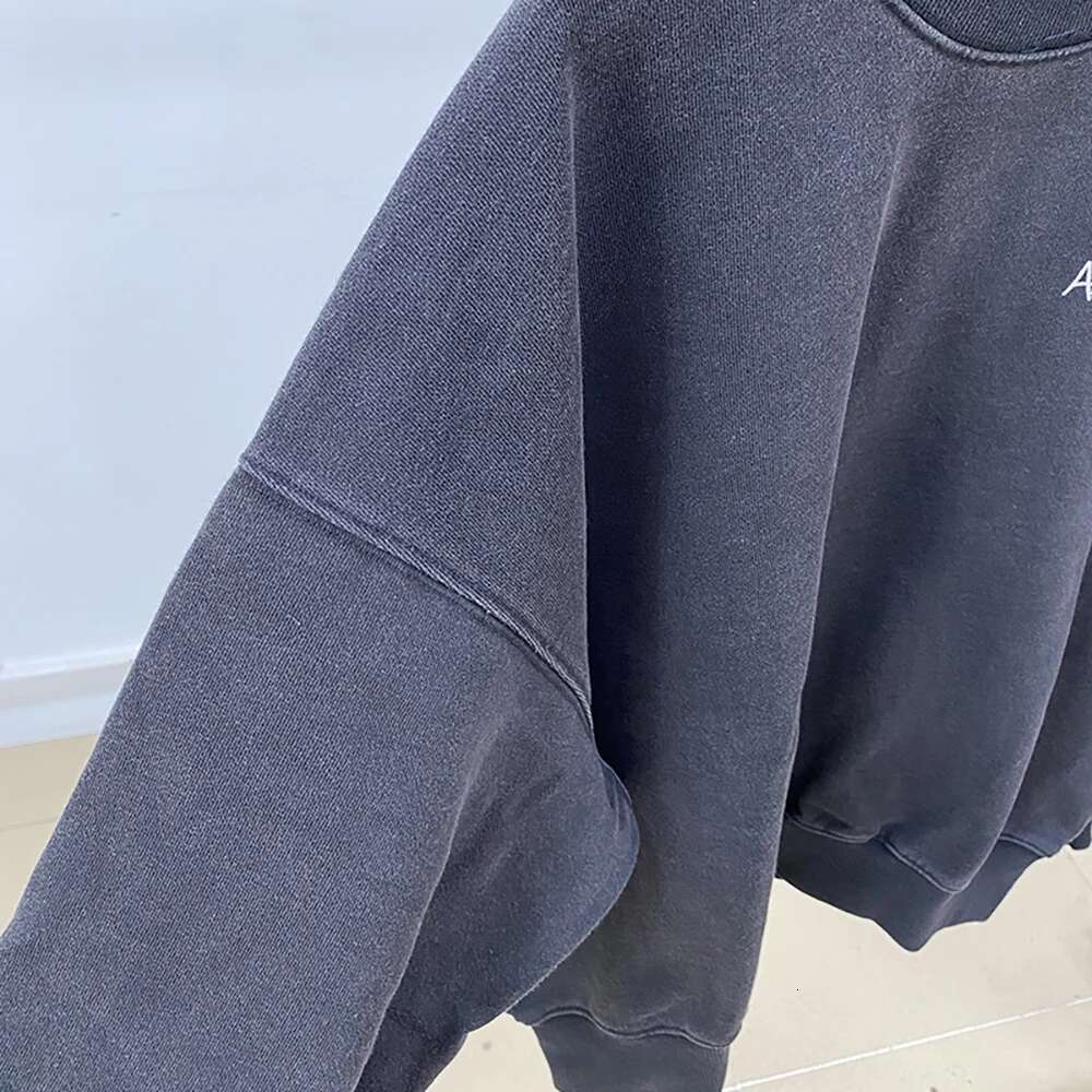A5w333 Early Spring New North American Niche Graffiti Letter Print Washed Distressed Black Gray Ladies Sweatshirt