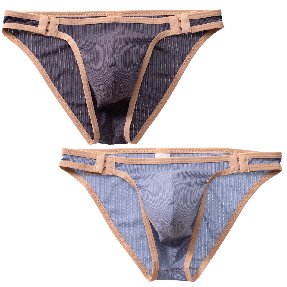 Mens outerwear adjustable elastic ice at the waist breathable and sexy personalized underwear slippers Ropa inner bag mesh 250417