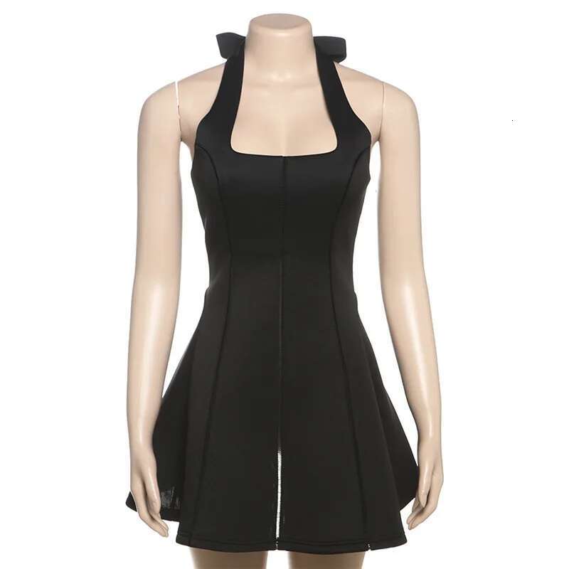 Dongdumaoyi Townlike Waist Wrap A Line Dress Women Halter Mini Spring Summer Backless Nightclub Sexy Party Dresses