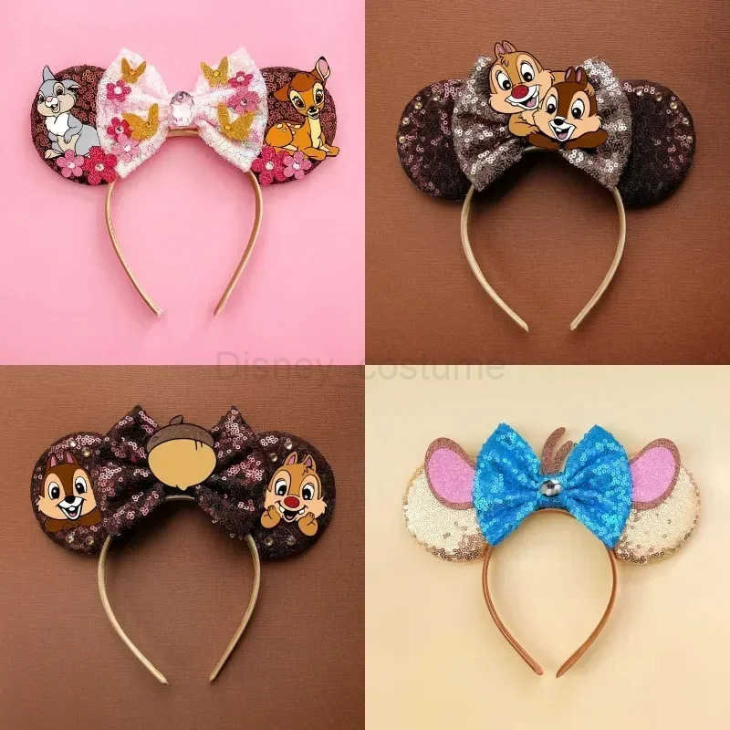 Disney Cute Mickey Mouse Ears Headband Female Bow Point Minnie Mouse Disney Hair Girl Classic Hair Accessories Childrens Party X250425