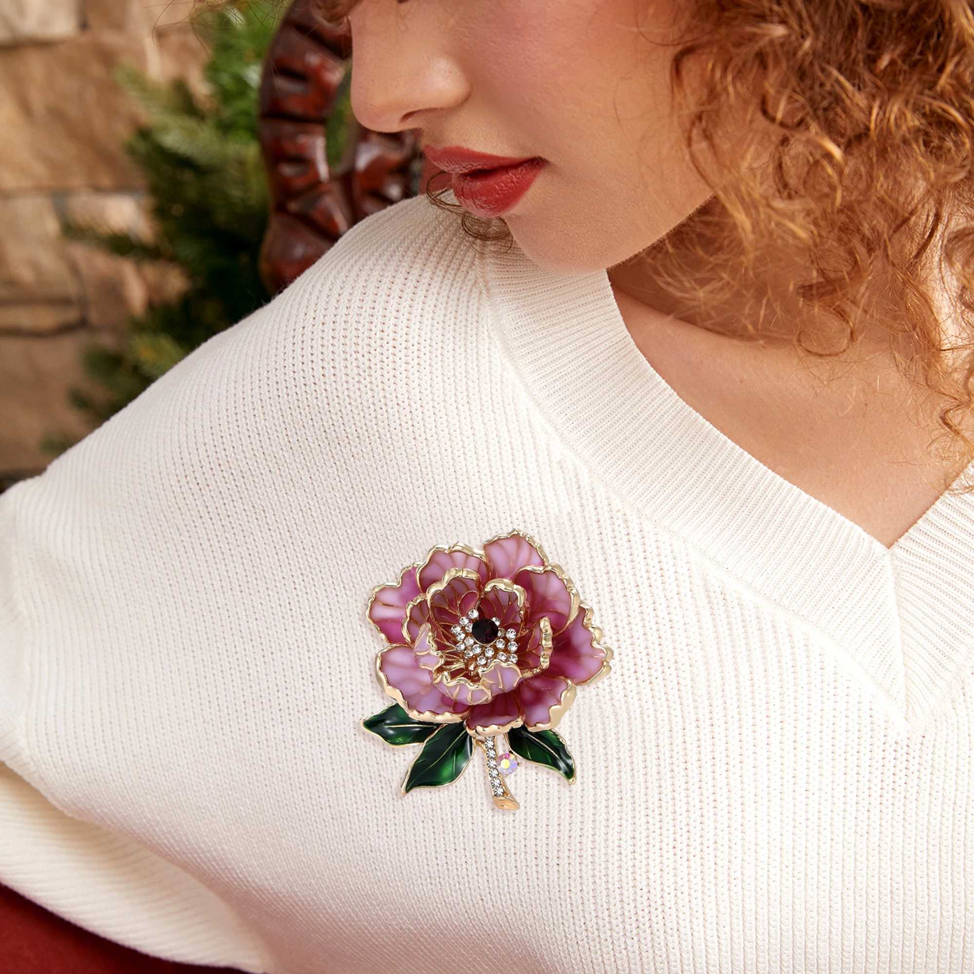 BeautBerry TrenDY Luxury Peony Flower Brooches for Women Unisex Plant Pins Friends Party Gifts Banquet AccESSories J251125