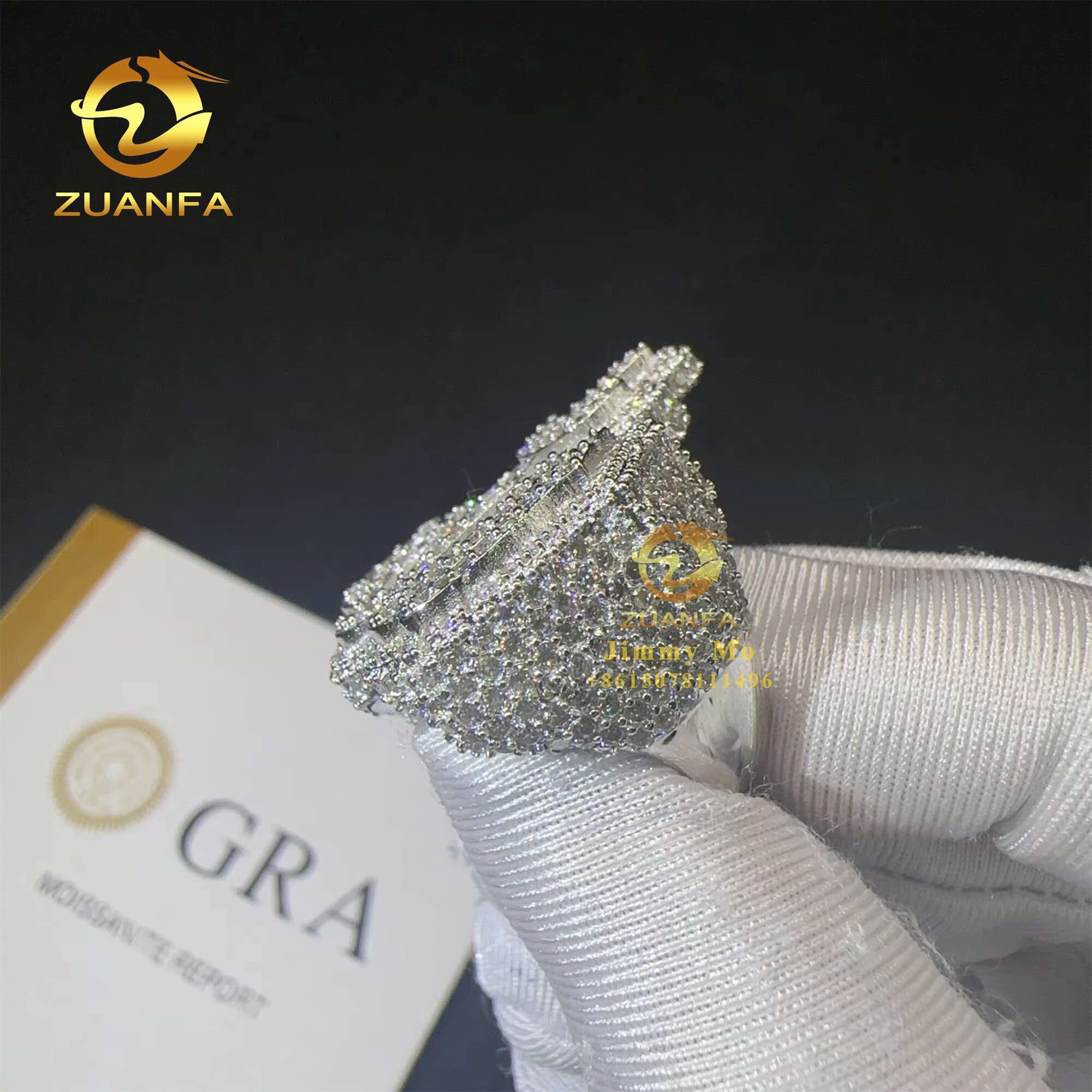 2025 New Design Buss Down GRA Certificates Religious 925 Sterling Silver VVS Moissanite Diamond Hip Hop Iced Out Allah Ring Men Fashion rings