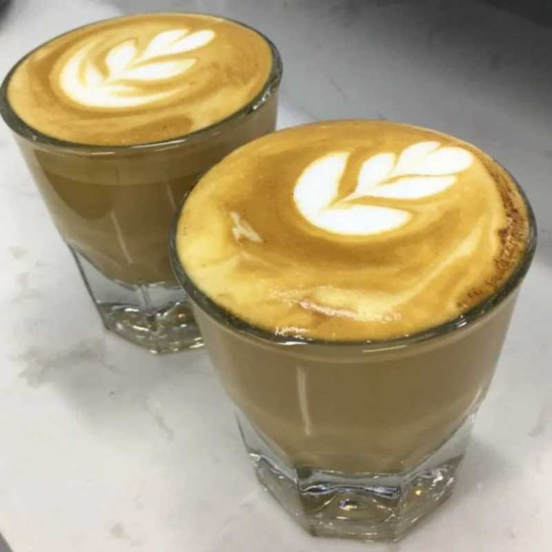 1/2/4/6pcs 4oz Blue Bottle Dedicated Flat White Coffee Glass Iced Latte Cup for Itan Espresso Small Glass Cup for Coffee Y251125