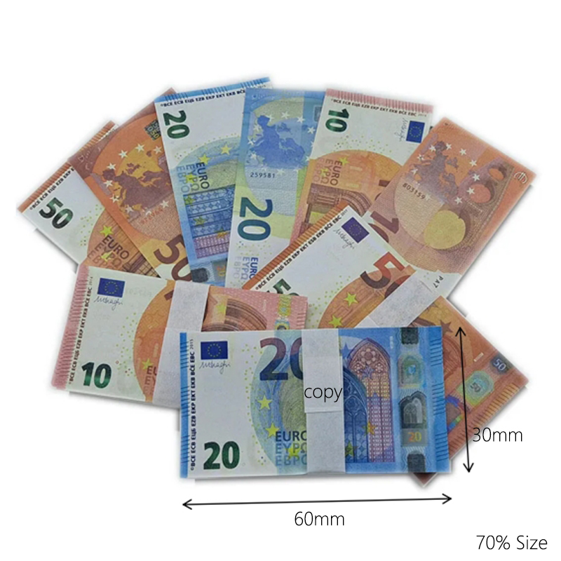 Prop Money Copy 10 20 50 100 Party Fake Money Notes Faux Billet Euro Play Money Currency Collection Gifts Party Supplies 70% 60*30mm