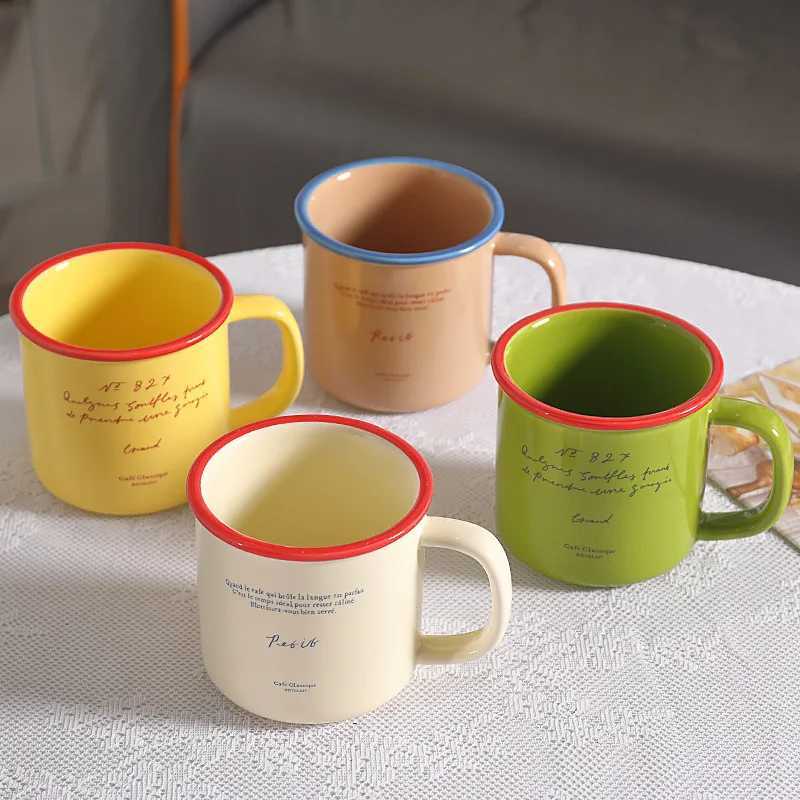 Ceramic Mugs with Handle Korean Style Coffee Cup Tea Milk Water Juice Mug Household Water Cups Vintage Drinkware Birthday Gifts Y251125