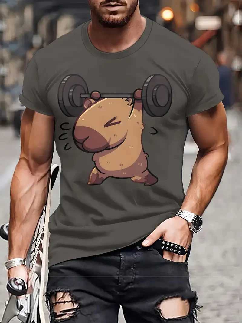 3D printed fun Capybara graphic T-shirt for men with cute animals Capybara T-shirt for summer casual loose fit childrens T-shirt top W250425