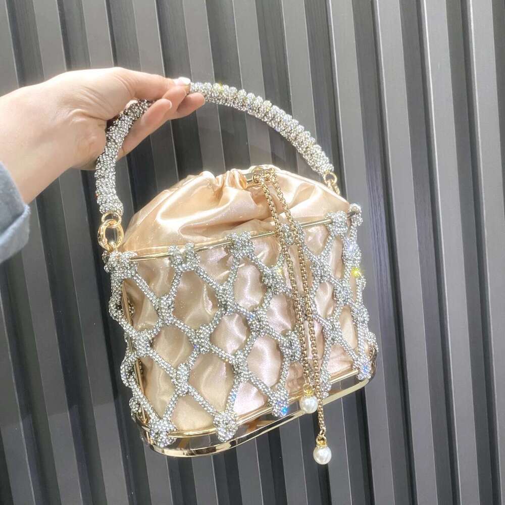 Handmade Rhinestones Evening Clutch Bag Purses And Handbag Designer Shoulder Shiny Crystal Clutch Purse Bucket Bag