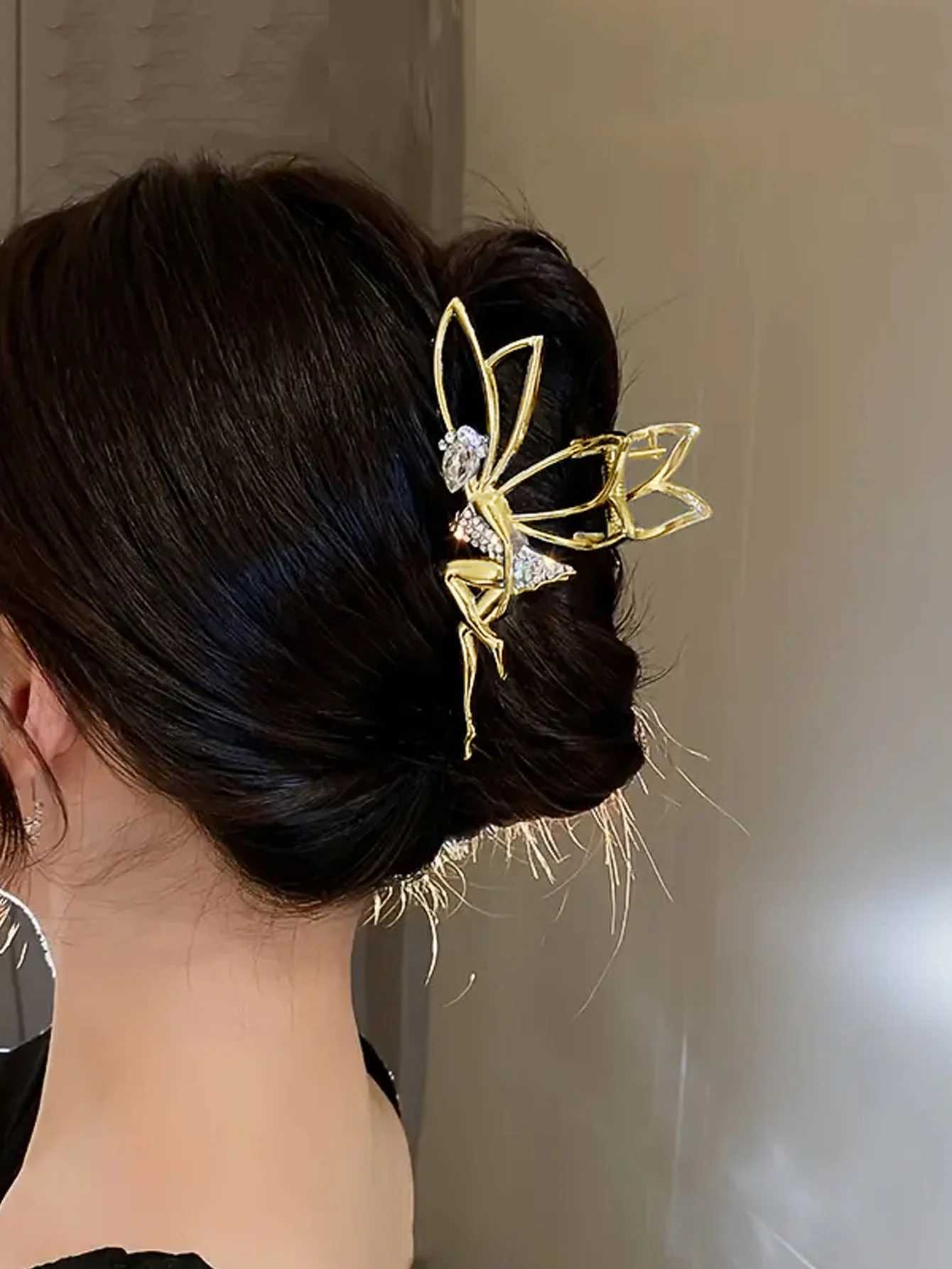 1 piece of fashionable crystal dance elf metal hair claw womens party ponytail headbandT250425