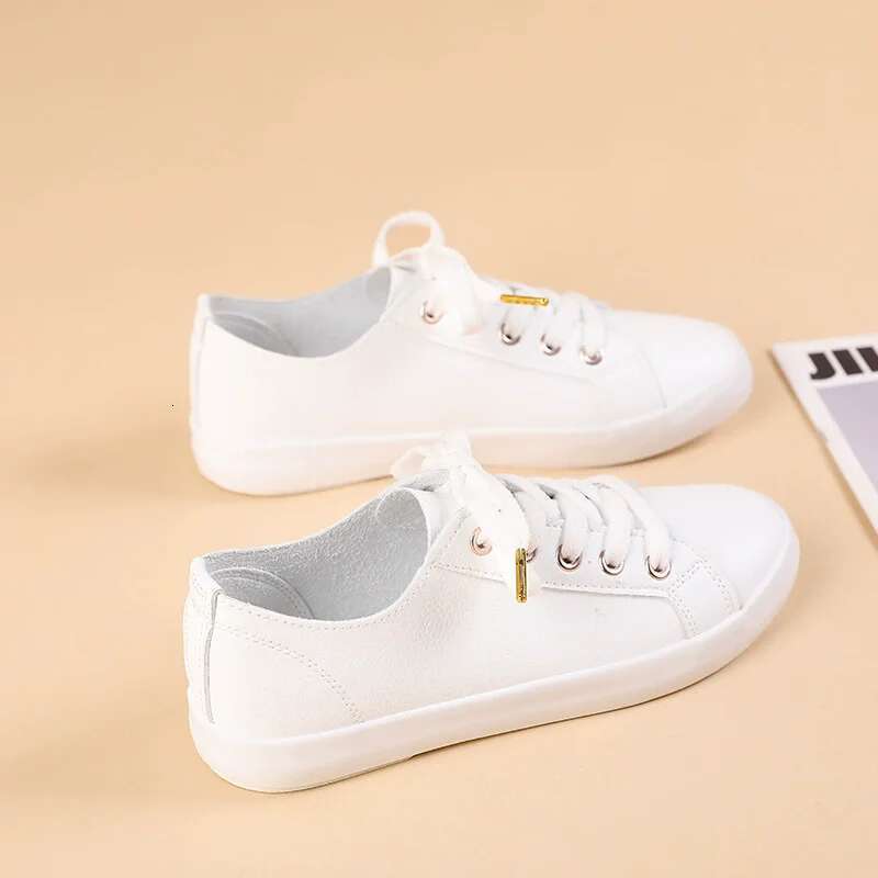 Spring and summer new leather small white ultra-fiber breathable casual men's lace-up flat large size women's shoes