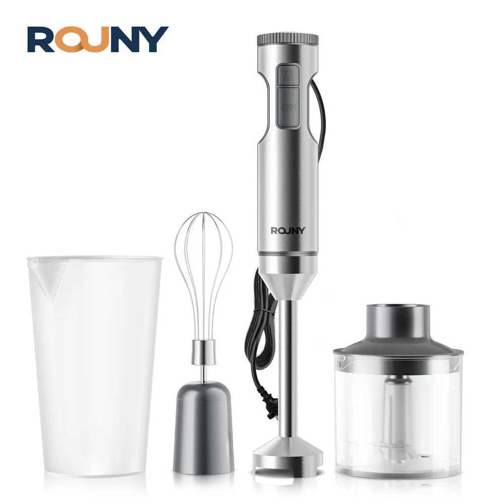 ROUNY 4-in-1 Hand Immersion Blender 1000W Powerful Stainless Steel Stick Food Mixer700ml Mixing Beaker500ml Processor Whisk L251125