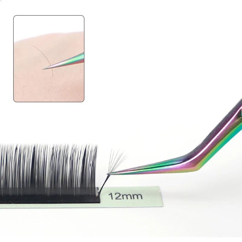 6pcs False Eyelash Tweezers Anti-slip Eyelash Extension Tweezers Stainless Steel Fiber Tip Lashes Precision Tweezer Makeup Tools 250422