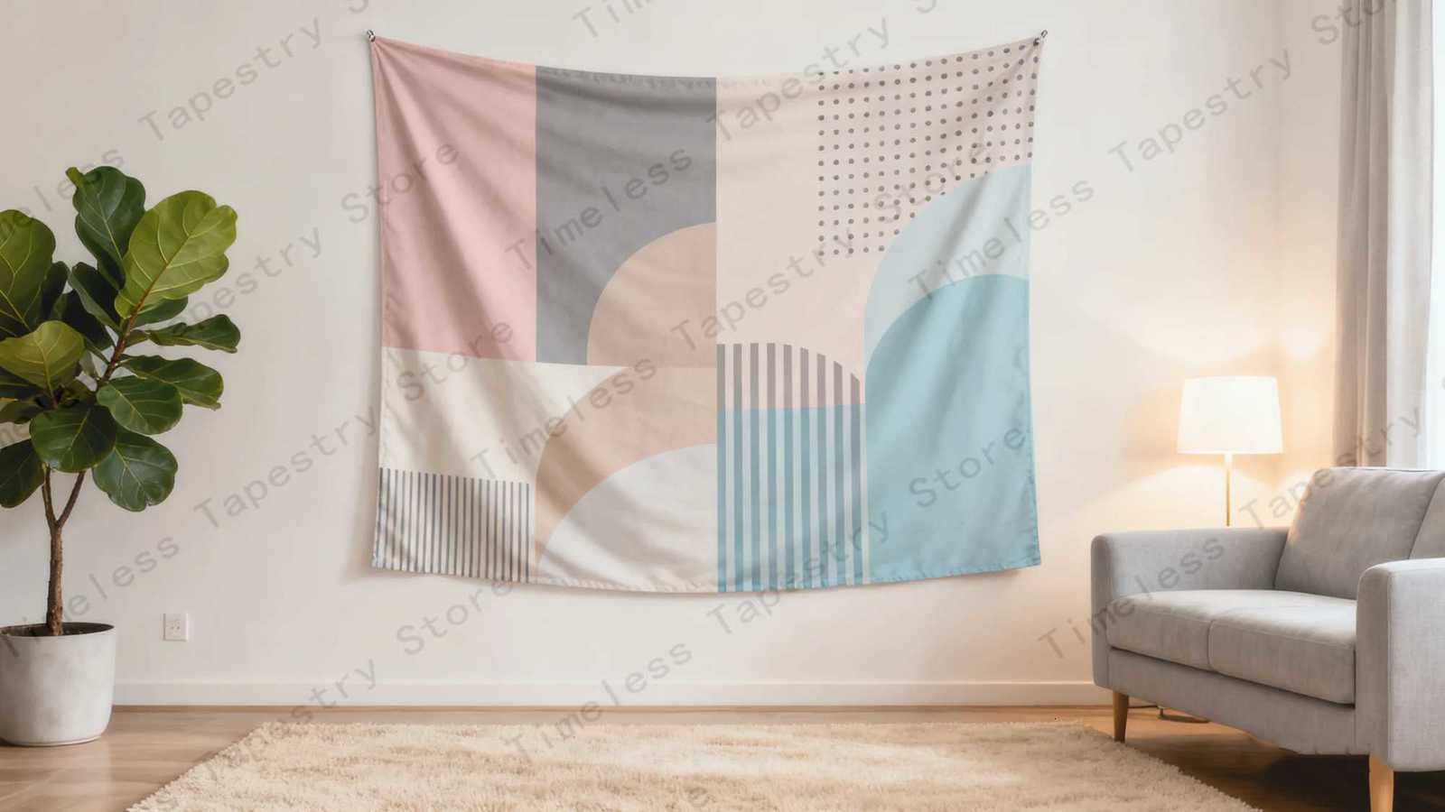 Comfortable Geometric Patchwork Tapestry Perfect For Adding Warm Vibe To Autumn And Winter Season Home DecorM251125