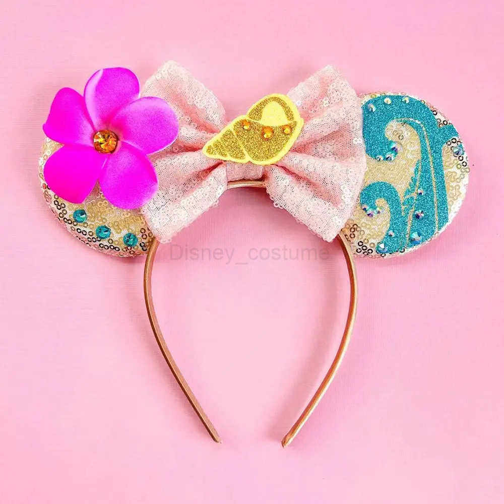 Disney 2024 New Mickey Mouse Earband Headband Shining Bow Girls Adult Children Halloween Party Role Playing Hair Accessories Princess Hair X250425