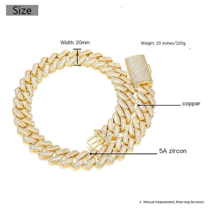 18K Gold-Plated Cuban Chain Necklace for Men - In-Stock Copper Jewelry with Zircon Fashion Jewelry Sets