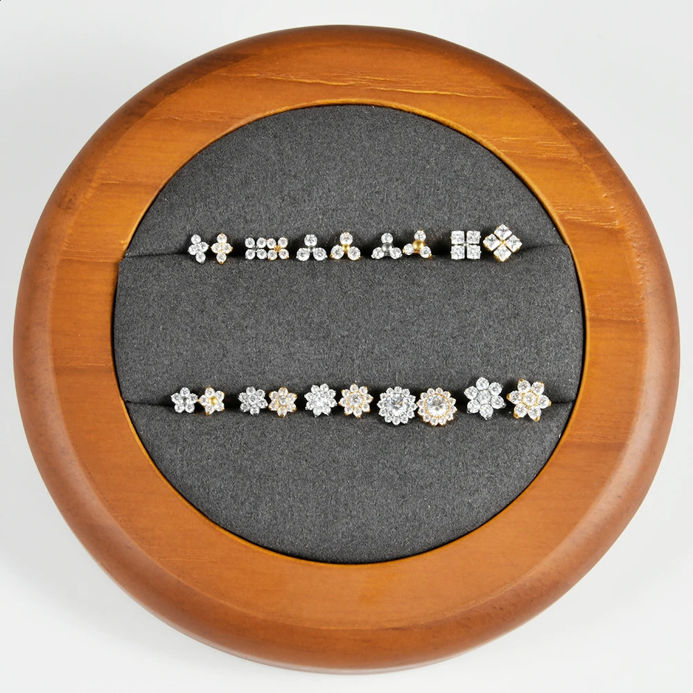 1PC G23 Solid Zircon Flower Rook Helix Stud Tragus Cartilage Earring Lobe Labret Piercing Jewelry 16G 250424