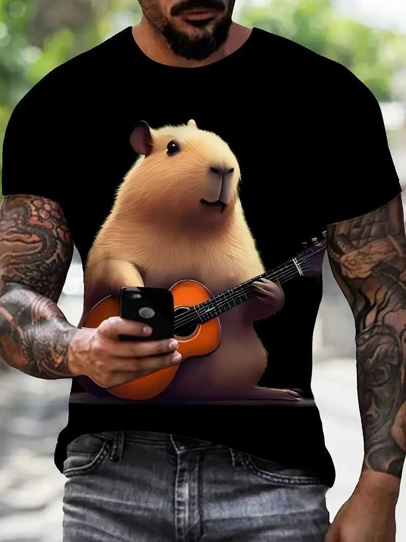 3D printed fun Capybara graphic T-shirt for men with cute animals Capybara T-shirt for summer casual loose fit childrens T-shirt top W250425